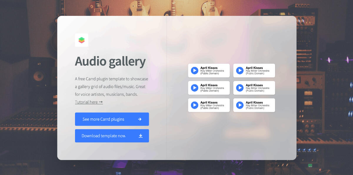 Audio gallery Carrd plugin template